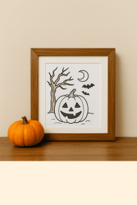 poster e cornici stagionali Halloween con disegni dei bambini